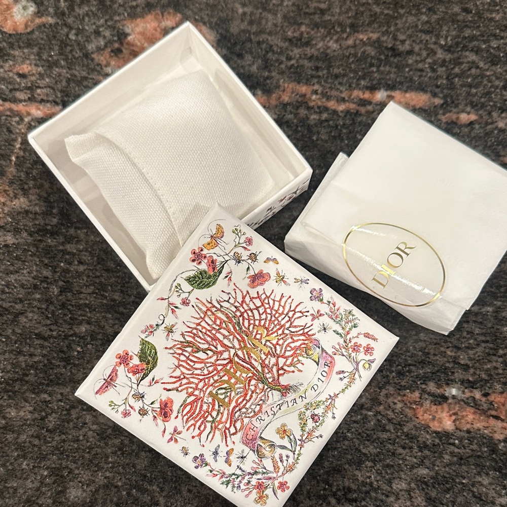 Dior White Box with Vibrant Coral Motif